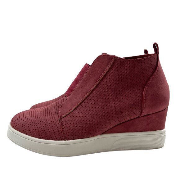 Journee Collection Womens Red Perforated Wedge Slip-on Sneakers Size 10 - Picture 1 of 10